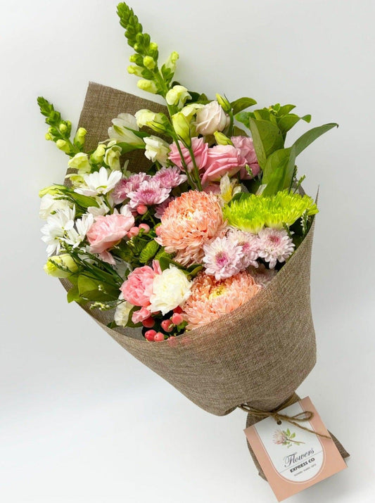 Flower Delivery Melbourne -Same Day Delivery Online Melbourne Florist  -Medium Pink & White Bouquet- Flowers Express CO
