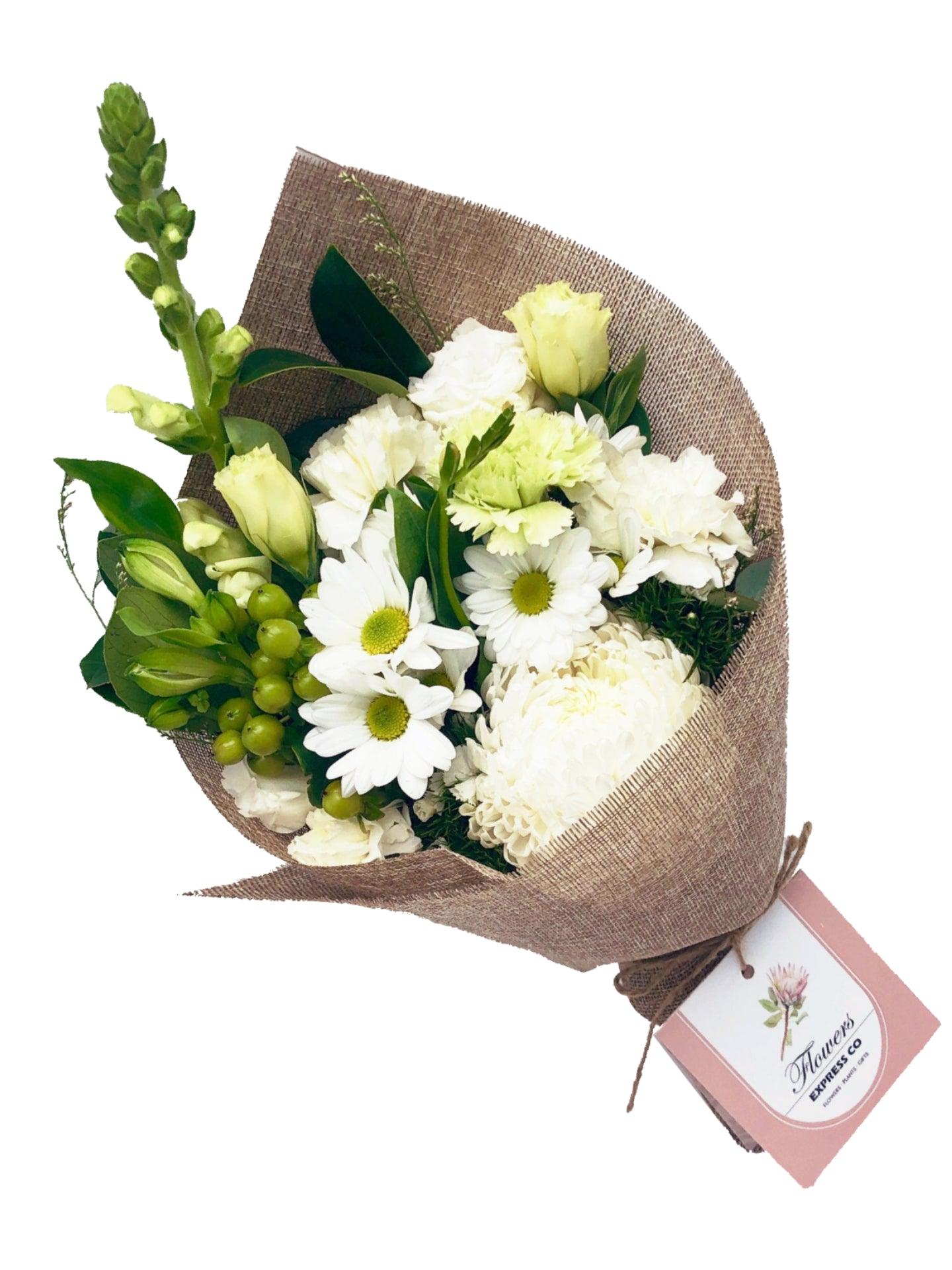 Flower Delivery Melbourne -Same Day Delivery Online Melbourne Florist -Small White & Green Bouquet- Flowers Express CO