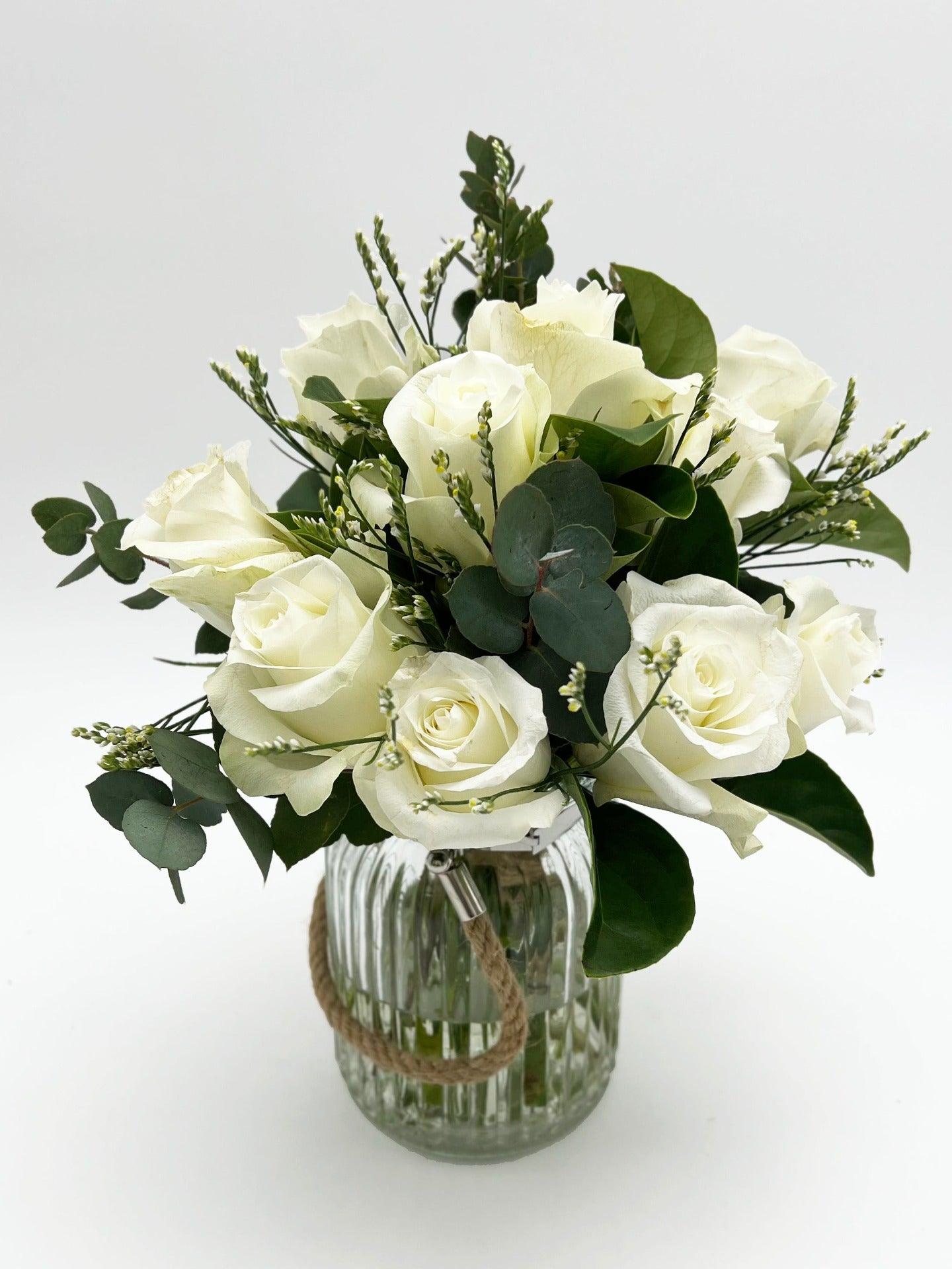 Flower Delivery Melbourne -Same Day Delivery Online Melbourne Florist -White Rose Jar- Flowers Express CO