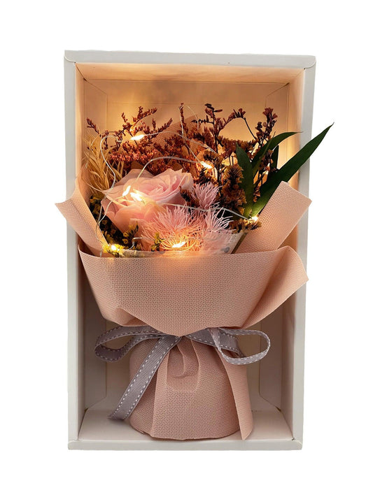Flower Delivery Melbourne -Same Day Delivery Online Melbourne Florist  -Petite Eternal Rose Bouquet with Fairy Light-Pink- Flowers Express CO
