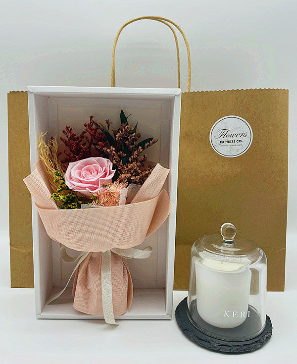 The eternity rose displayed beautifully with vibrant colors.