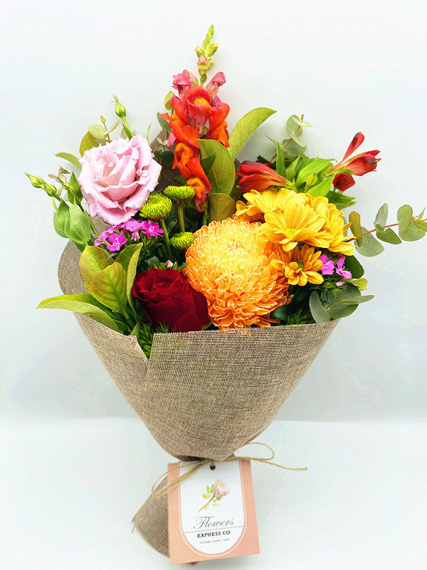 Flower Delivery Melbourne -Same Day Delivery Online Melbourne Florist  -Small Orange & Red Bouquet- Flowers Express CO