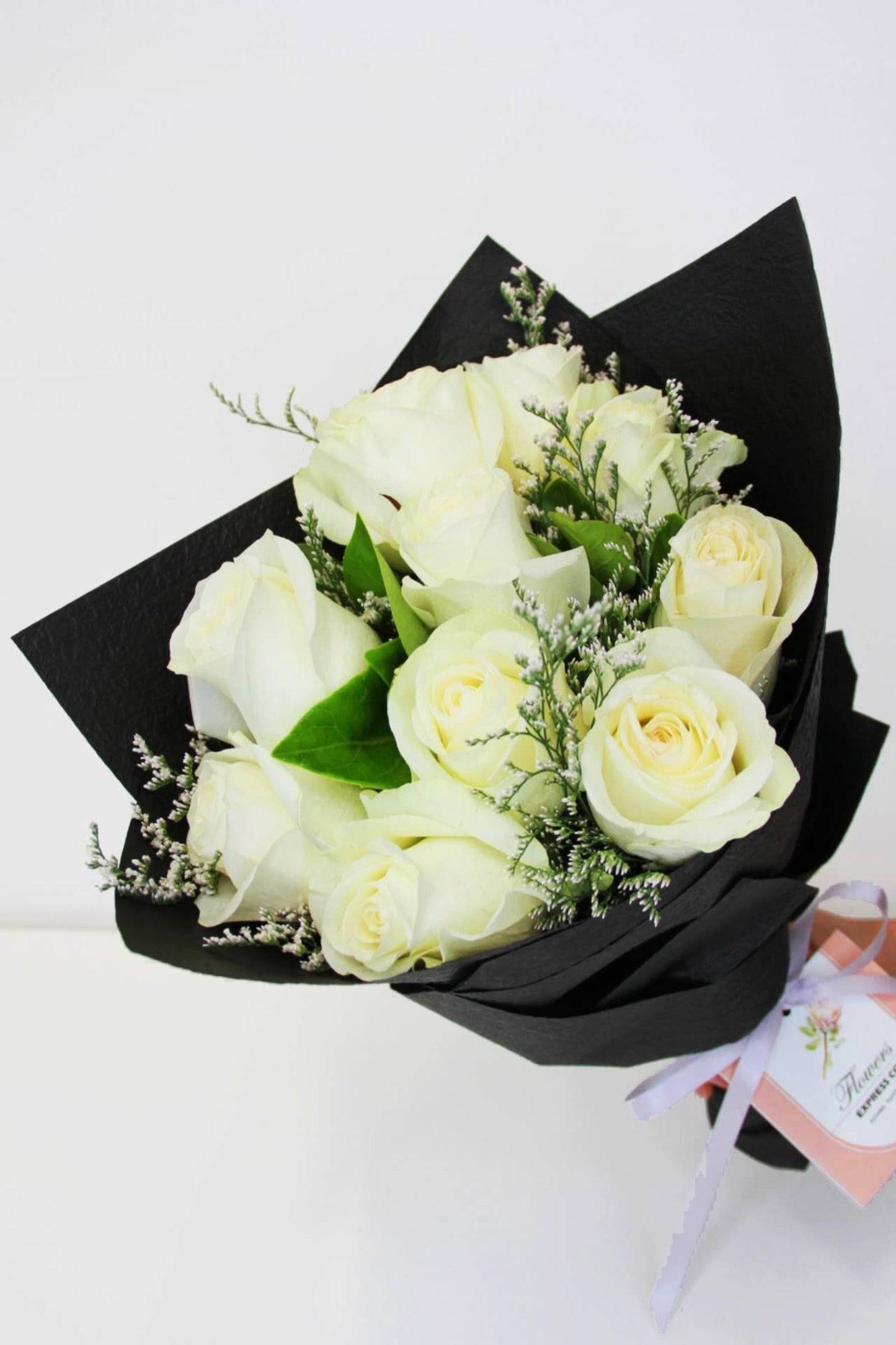 Flower Delivery Melbourne -Same Day Delivery Online Melbourne Florist  -White Rose Bouquet- Flowers Express CO